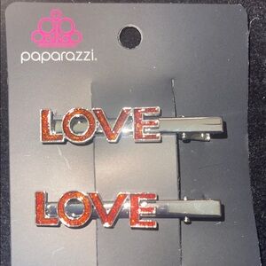 NWT 2 Red LOVE Hair Clips
